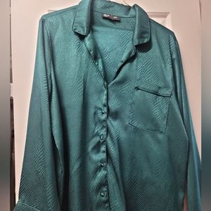 I.N.C. Ladies Sleep Pant Set (L) - Dark green, snakeskin pattern